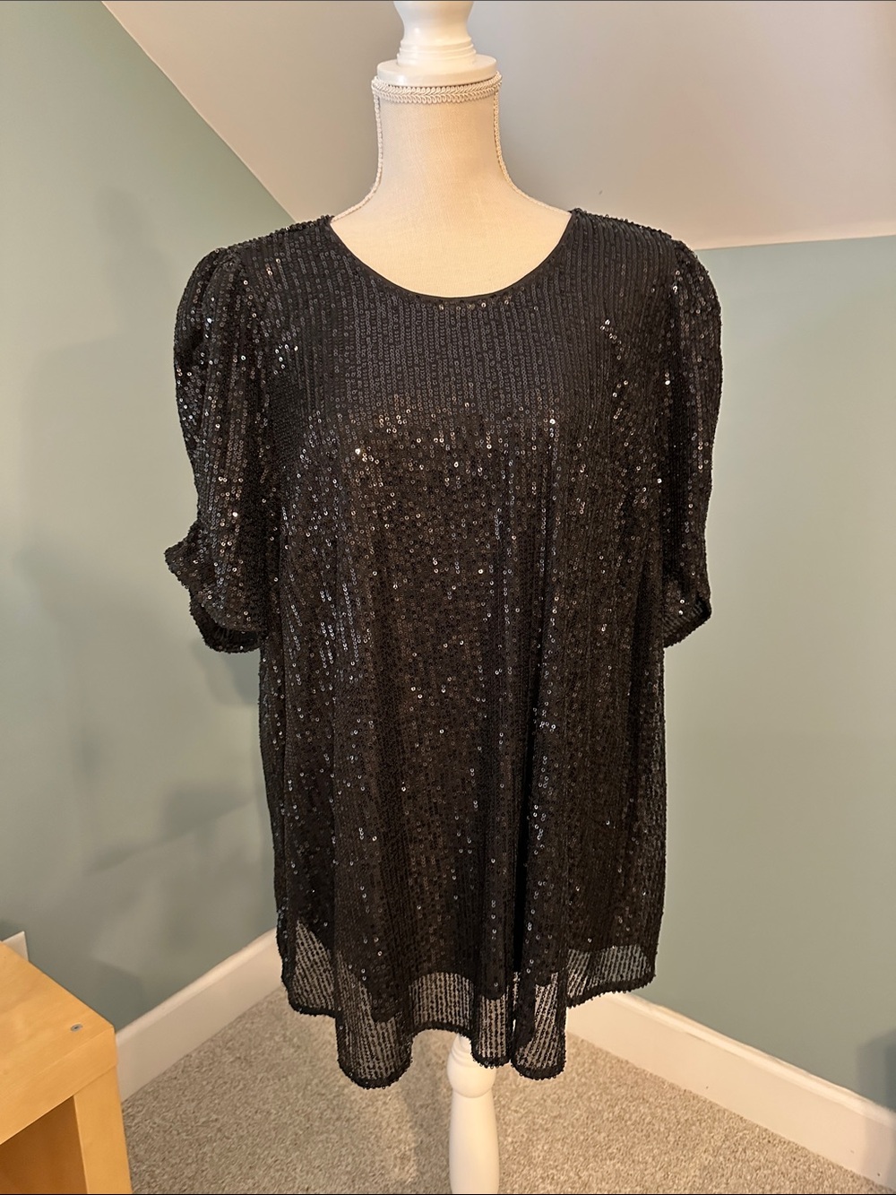 Torrid Black Sequin Short Sleeve Women's Top